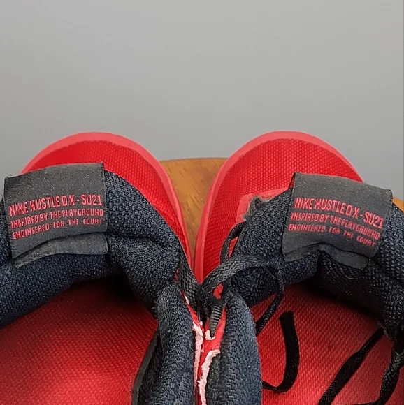 Nike, tennis shoes, bright red w/ black swoosh, youth size 5.5 - Picture 5 of 9